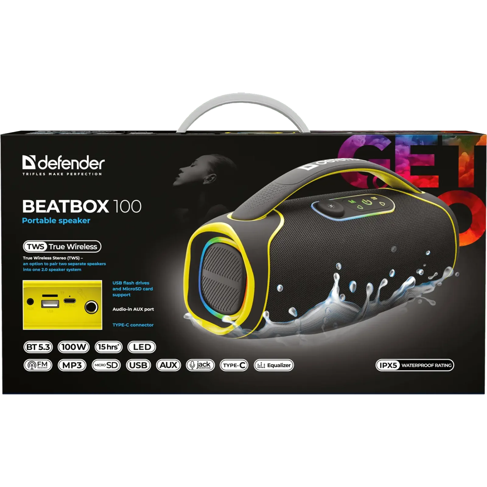 Портативна акустика Defender Beatbox 100 100Вт Black (65113) UA