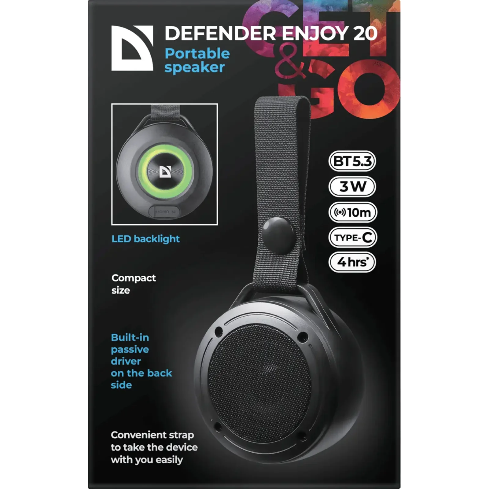 Портативна акустика Defender Enjoy 20 3Вт Black (65920) UA