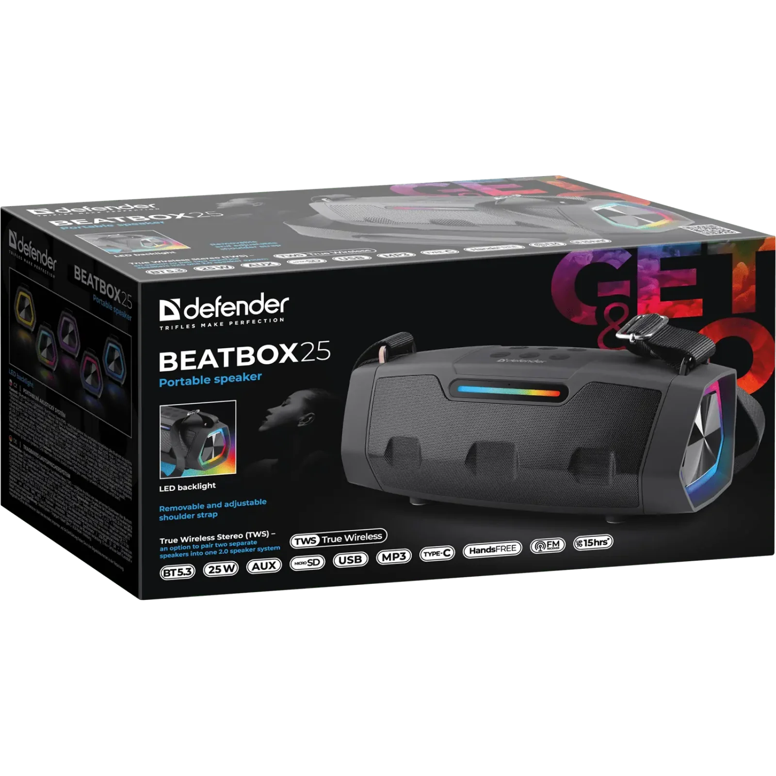Портативна колонка Defender Beatbox 25 25Вт Black (65325) UA