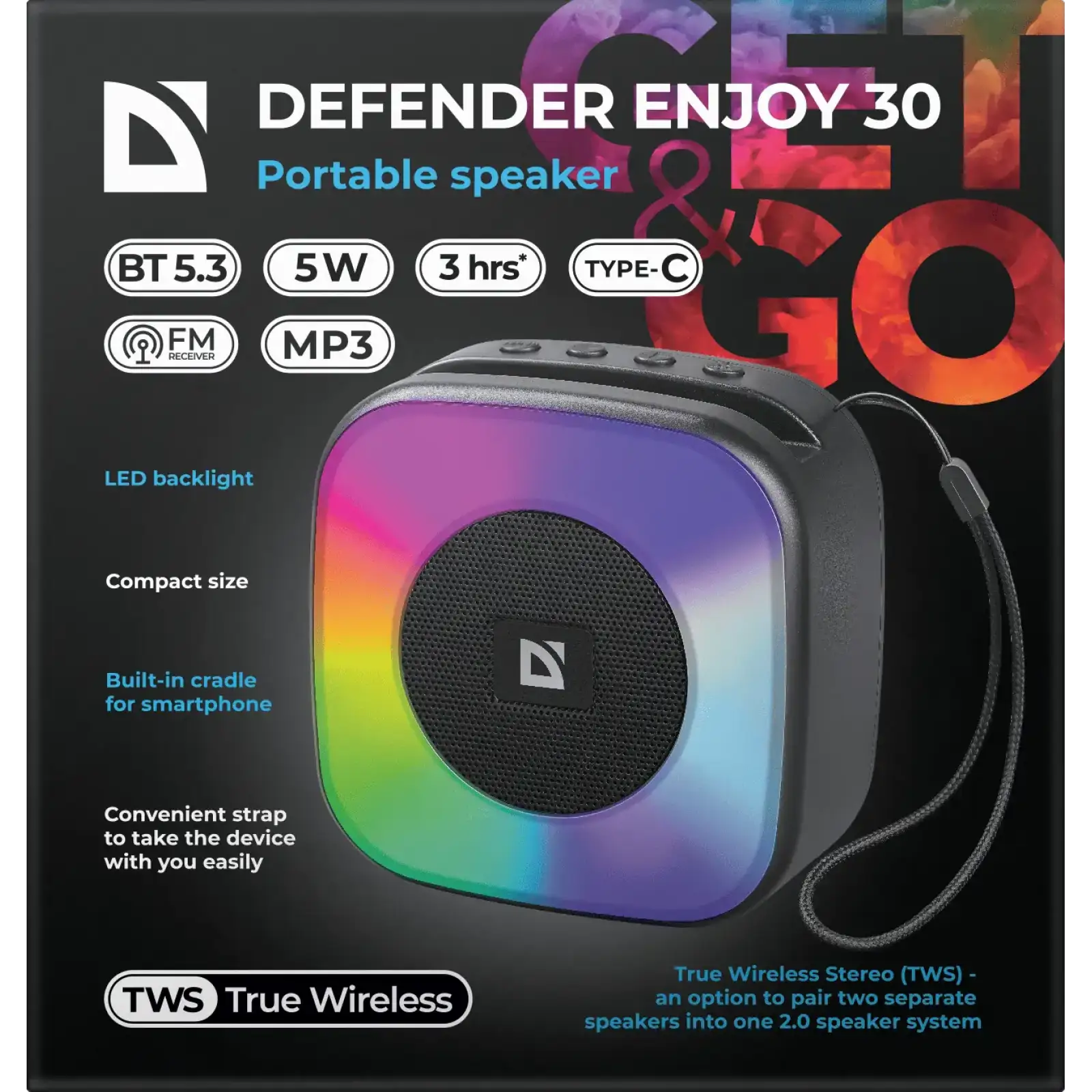 Портативна колонка Defender Enjoy 30 5Вт Black (65930) UA
