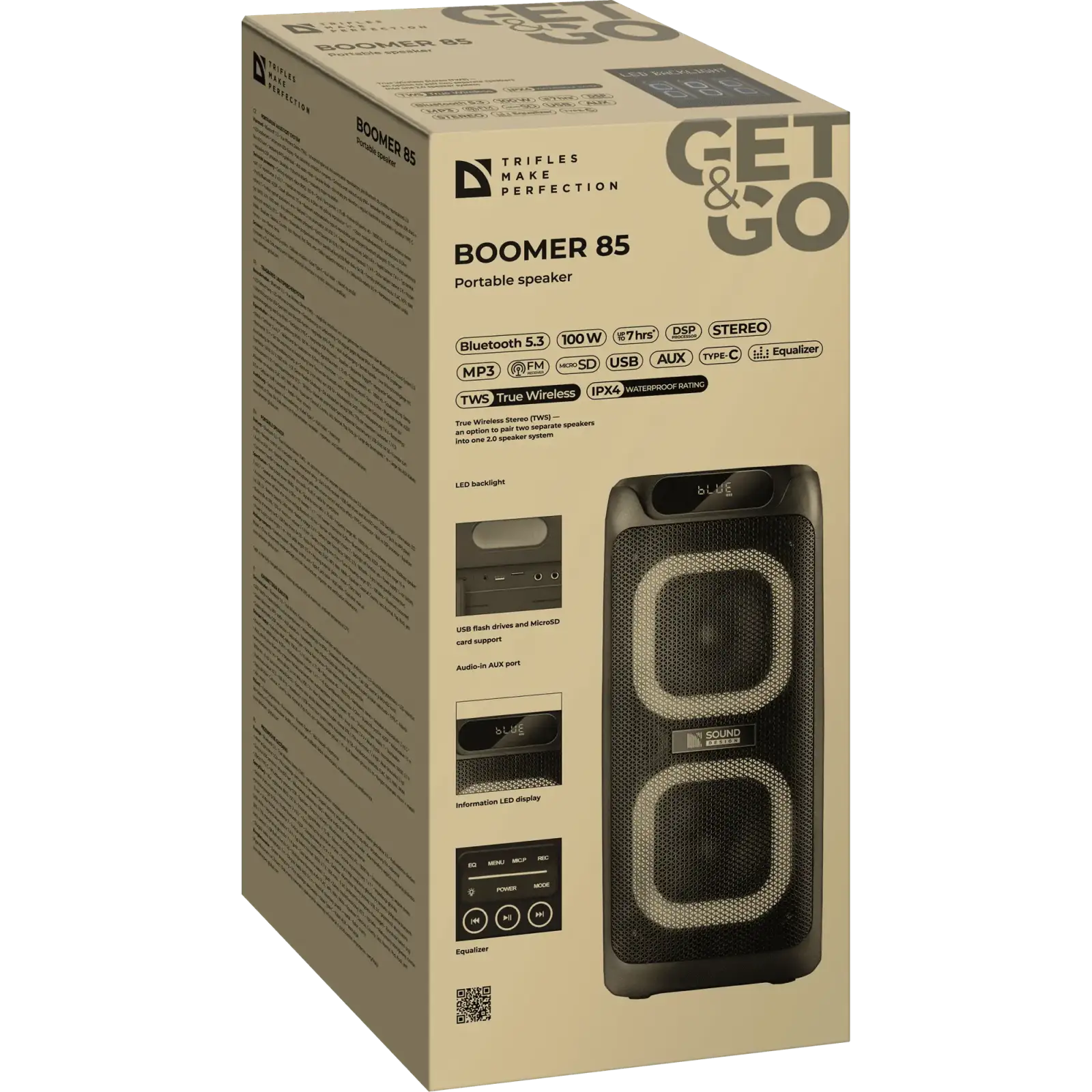 Портативная акустика Defender Boomer 85 100Вт Black (65185) UA