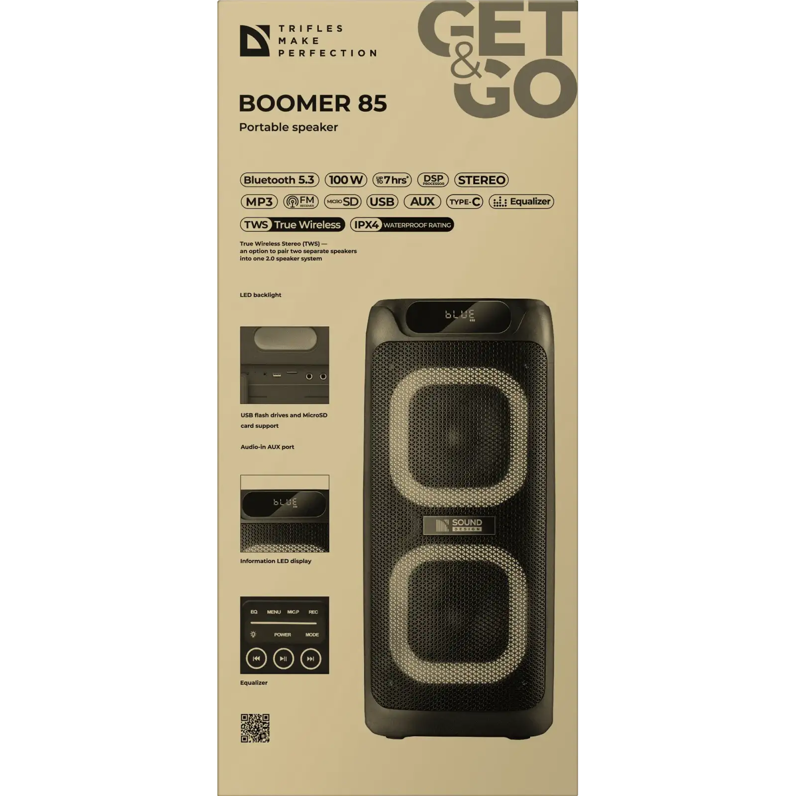 Портативная акустика Defender Boomer 85 100Вт Black (65185) UA