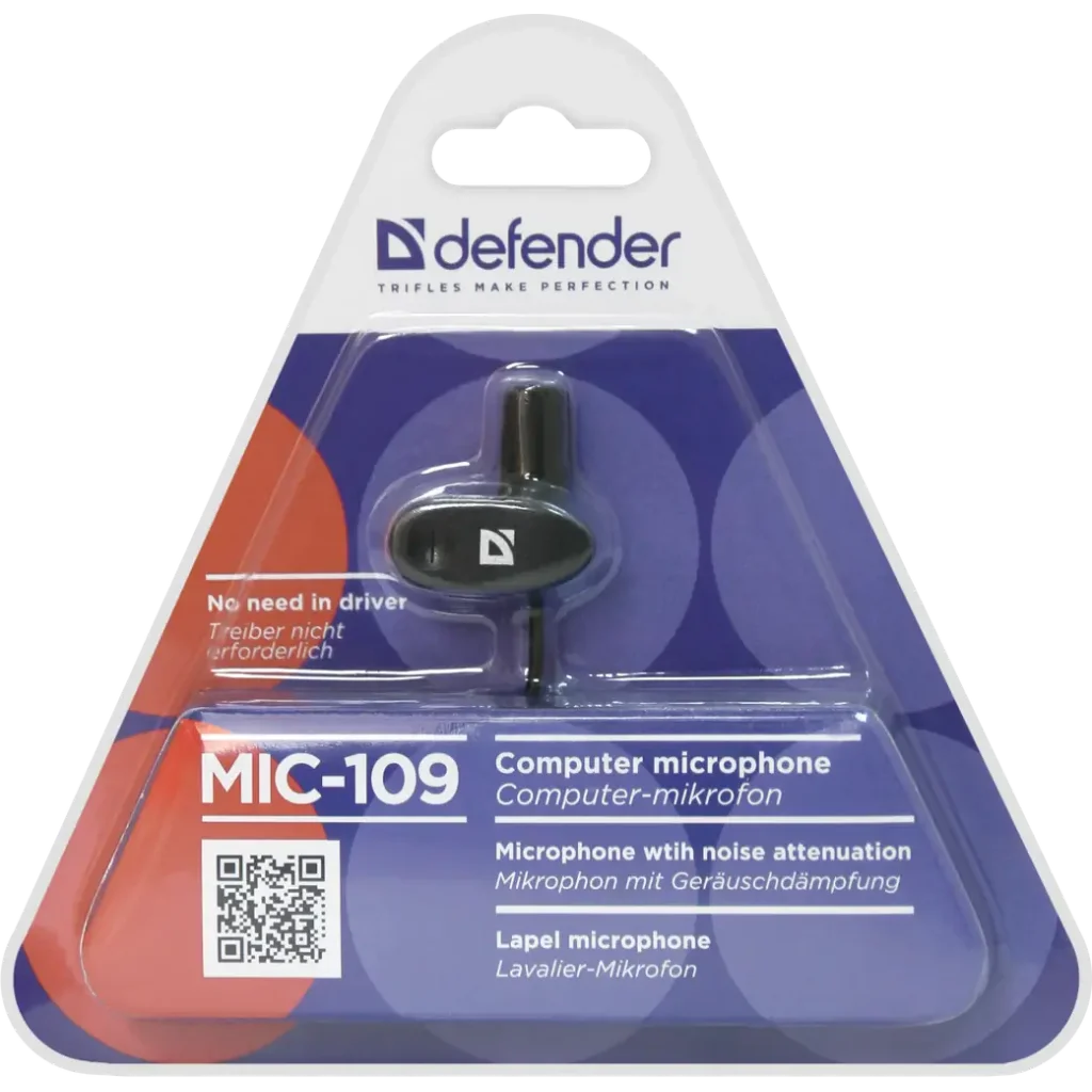 Мікрофон DEFENDER MIC-109 чорний на прищепці 1.8м UA