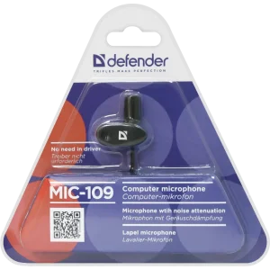 Мікрофон DEFENDER MIC-109 чорний на прищепці 1.8м UA