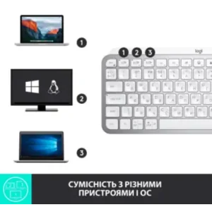 Клавиатура LOGITECH MX Keys Mini Minimalist Wireless, US, Pale Grey (920-010499) UA