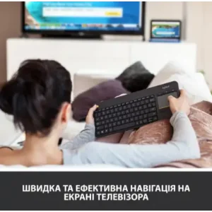 Клавіатура LOGITECH Wireless Touch K400 Plus, US, Black (920-007145) UA