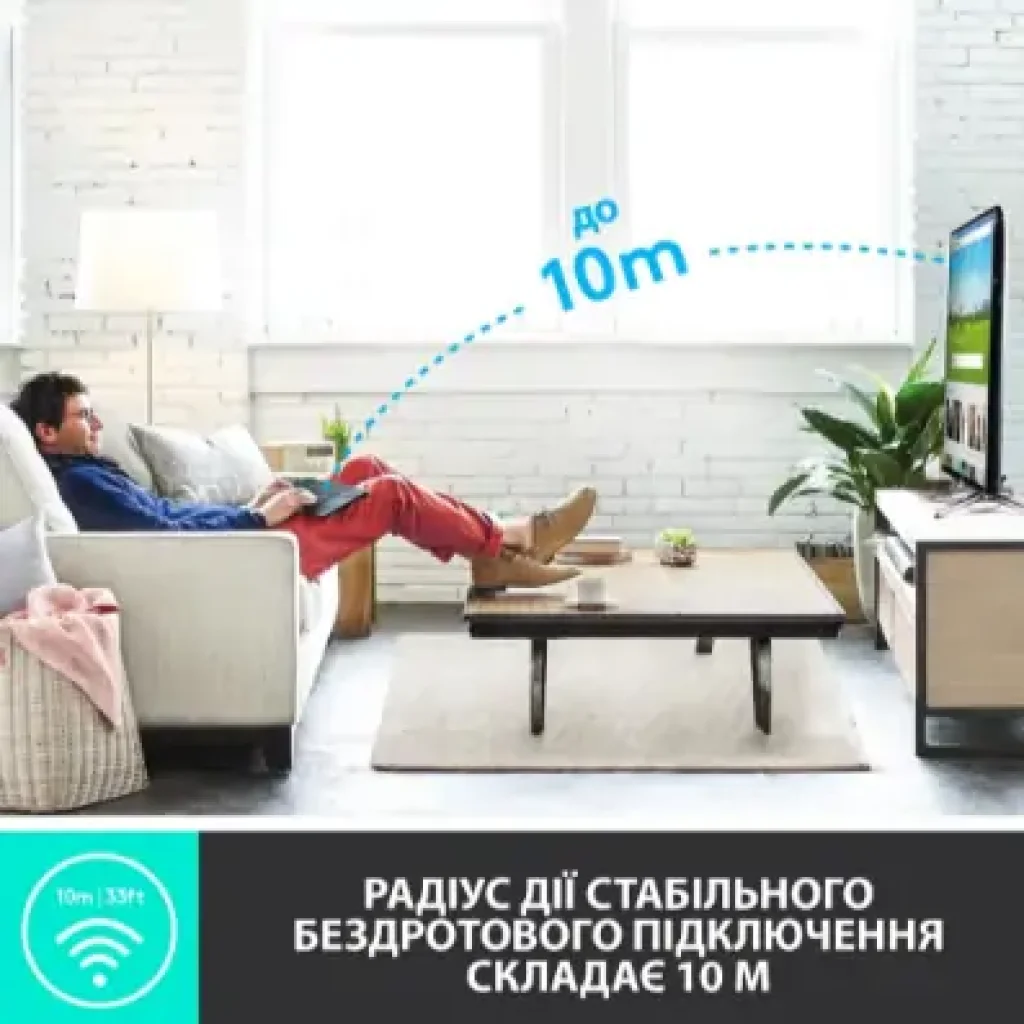 Клавіатура LOGITECH Wireless Touch K400 Plus, US, Black (920-007145) UA