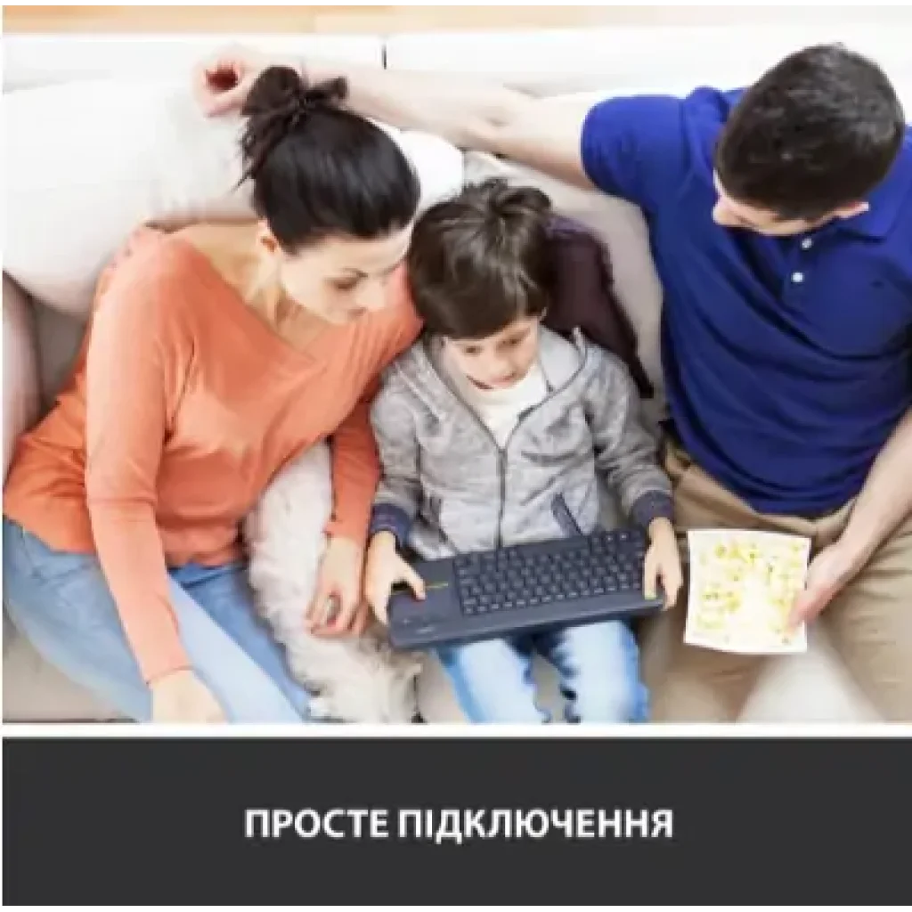 Клавіатура LOGITECH Wireless Touch K400 Plus, US, Black (920-007145) UA