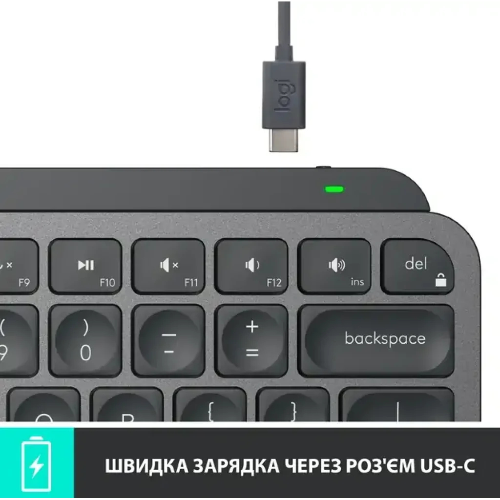 Клавіатура LOGITECH MX Keys Mini Minimalist Wireless, US, Graphite (920-010498) UA