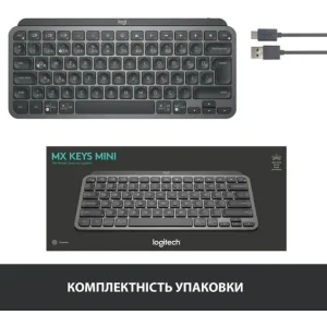 Клавіатура LOGITECH MX Keys Mini Minimalist Wireless, US, Graphite (920-010498) UA
