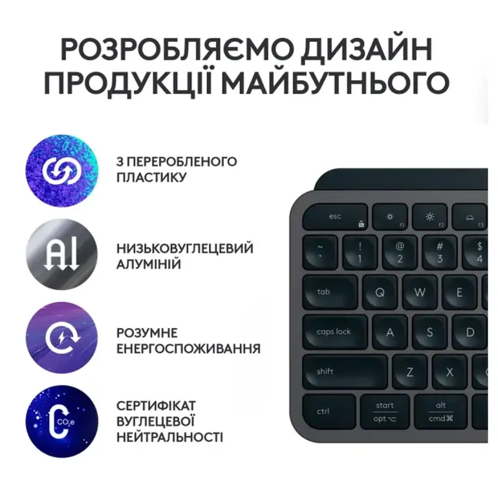 Клавіатура LOGITECH MX Keys S, Wireless, Ukr, Graphite (L920-011593) UA