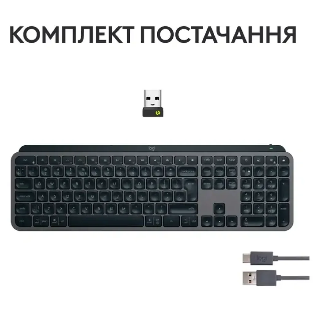 Клавіатура LOGITECH MX Keys S, Wireless, Ukr, Graphite (L920-011593) UA