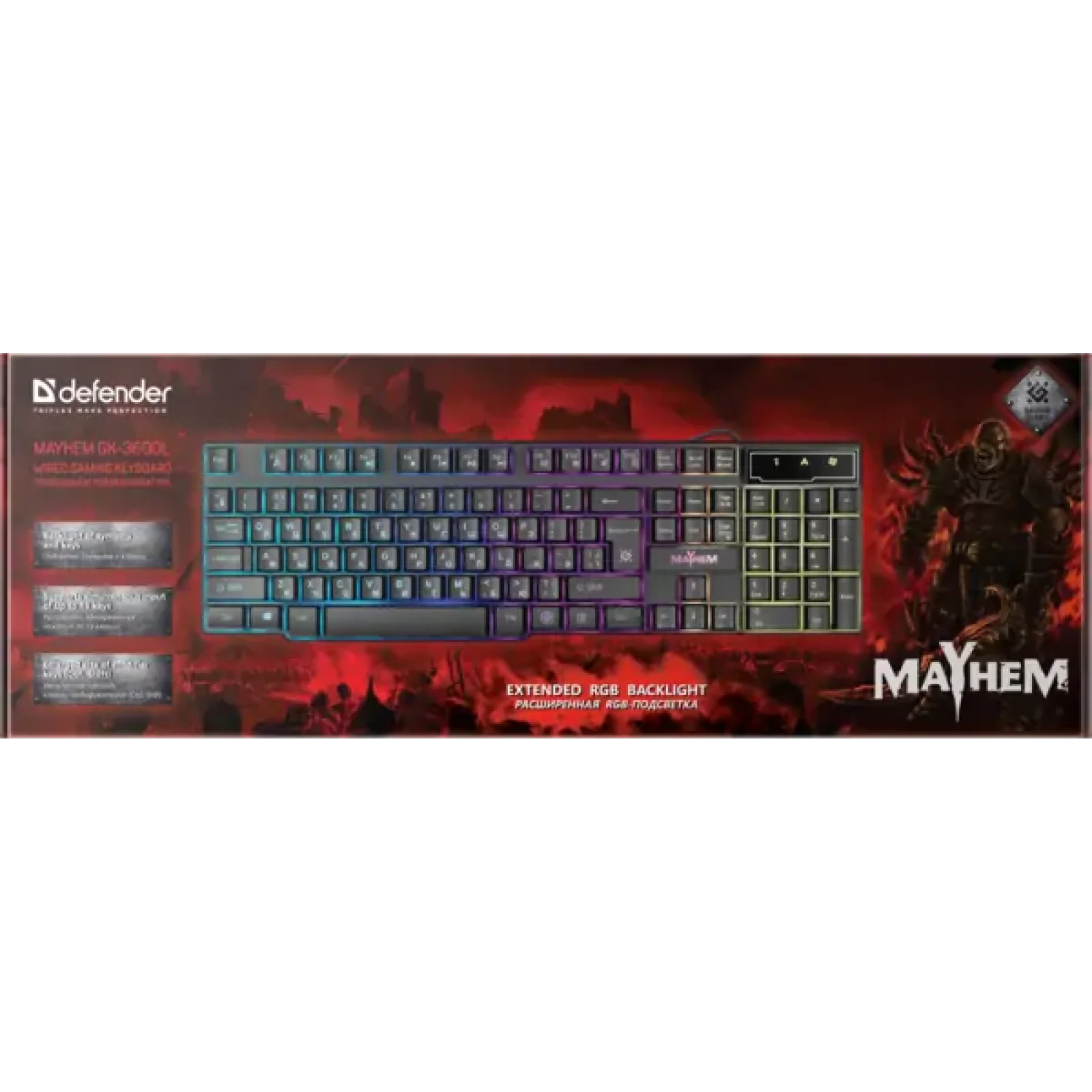 Клавиатура DEFENDER (45362) Mayhem GK-360DL RGB підсвічування, 19Anti-Ghost UA