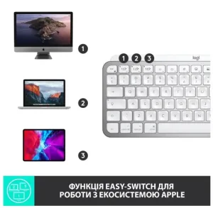 Клавіатура LOGITECH MX Keys Mini For Mac Wireless Illuminated Pale Grey (920-010526) UA