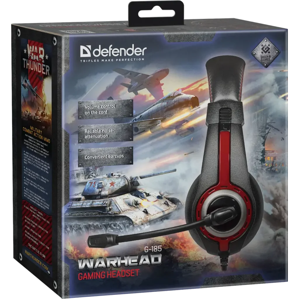 Гарнітура DEFENDER Warhead G-185 2m чорний+червоний UA