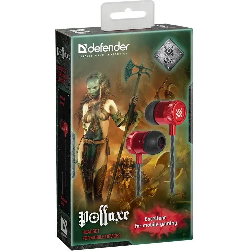 Гарнітура DEFENDER (64453) Pollaxe чорний + червоний UA