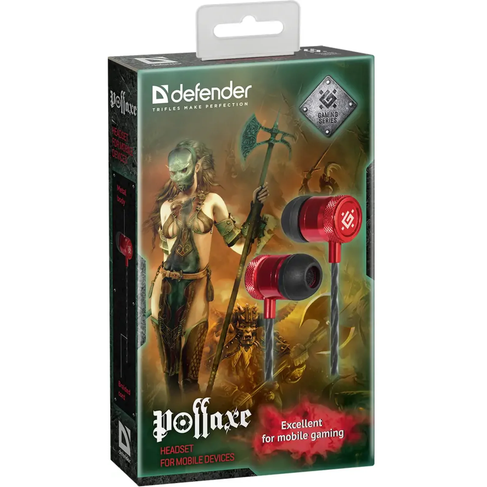 Гарнітура DEFENDER (64453) Pollaxe чорний + червоний UA