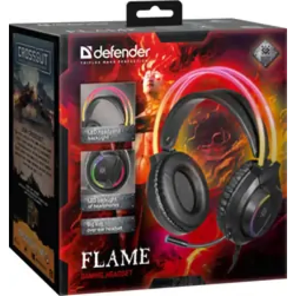 Гарнітура DEFENDER (64555) Flame, RGB, провід 2 м., чорний UA