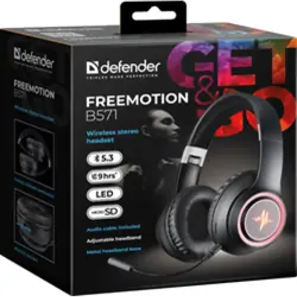 Гарнітура DEFENDER (63572) FreeMotion B571, LED, BT, Чорний UA
