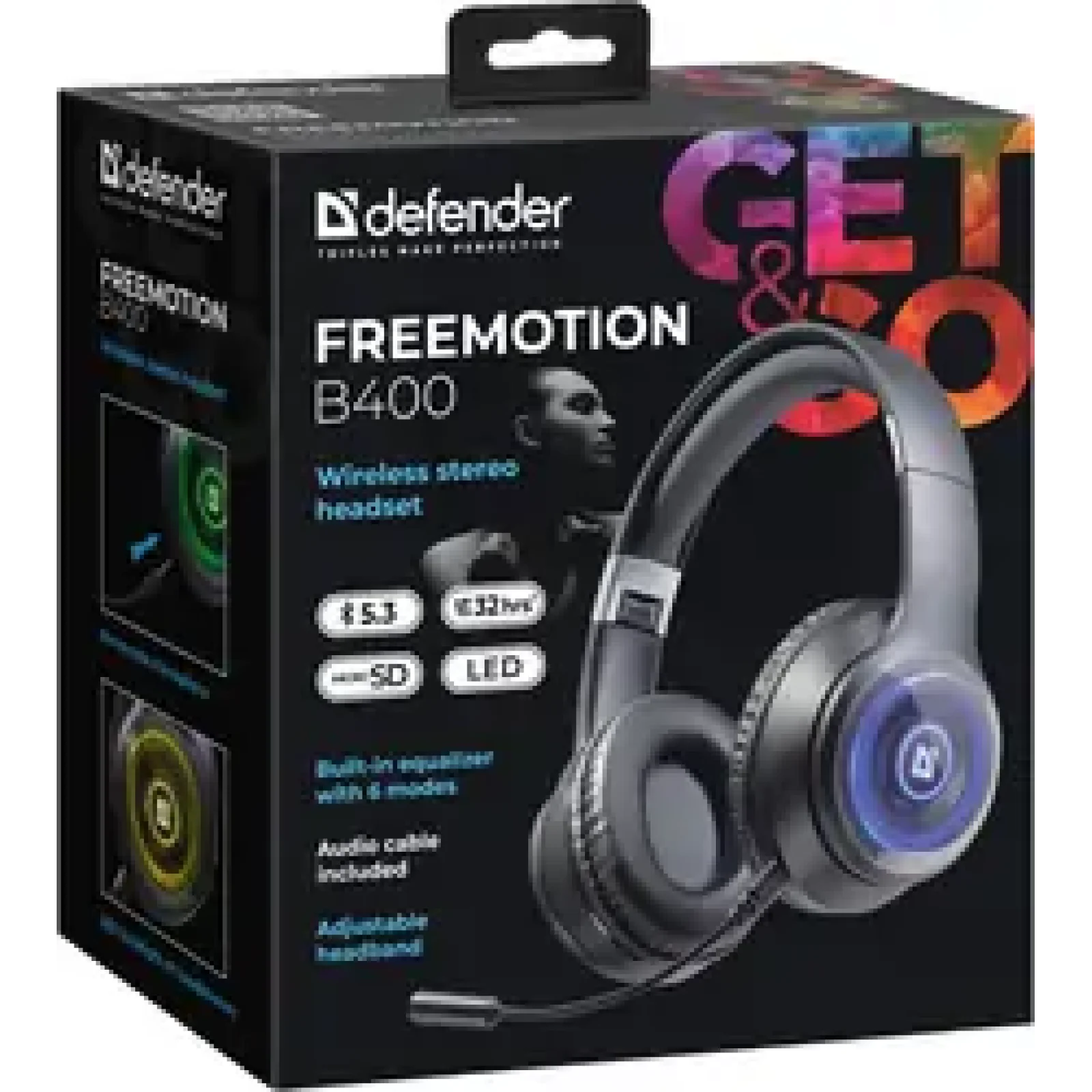 Гарнитура IT DEFENDER (63400) FreeMotion B400, LED, BT, BLACK UA