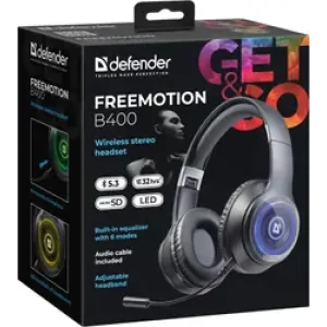 Гарнітура DEFENDER (63400) FreeMotion B400, LED, BT, Чорний UA