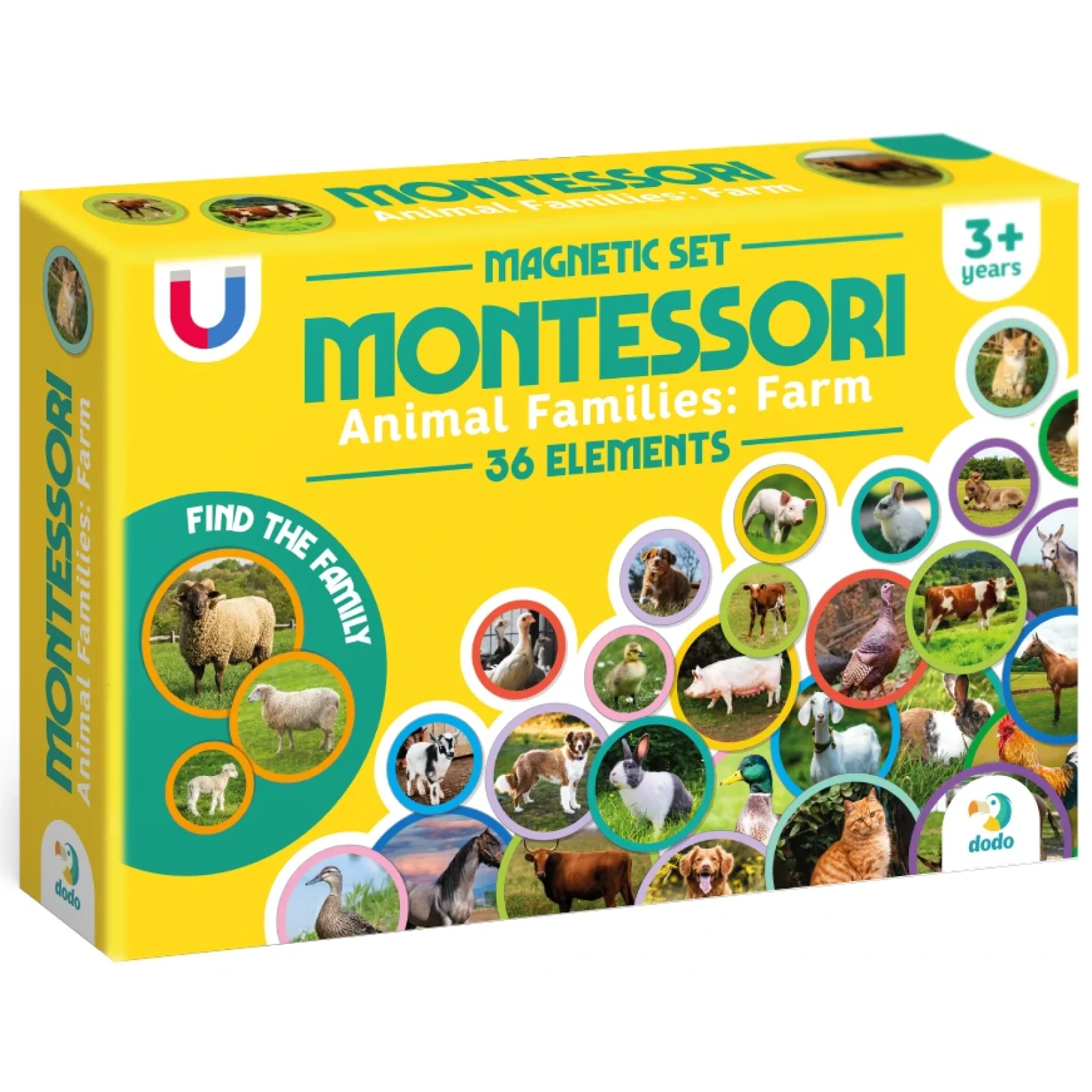 Магнітний набір Dodo Монтесорі Родини тварин: ферма, 36 елементів (200271) UA