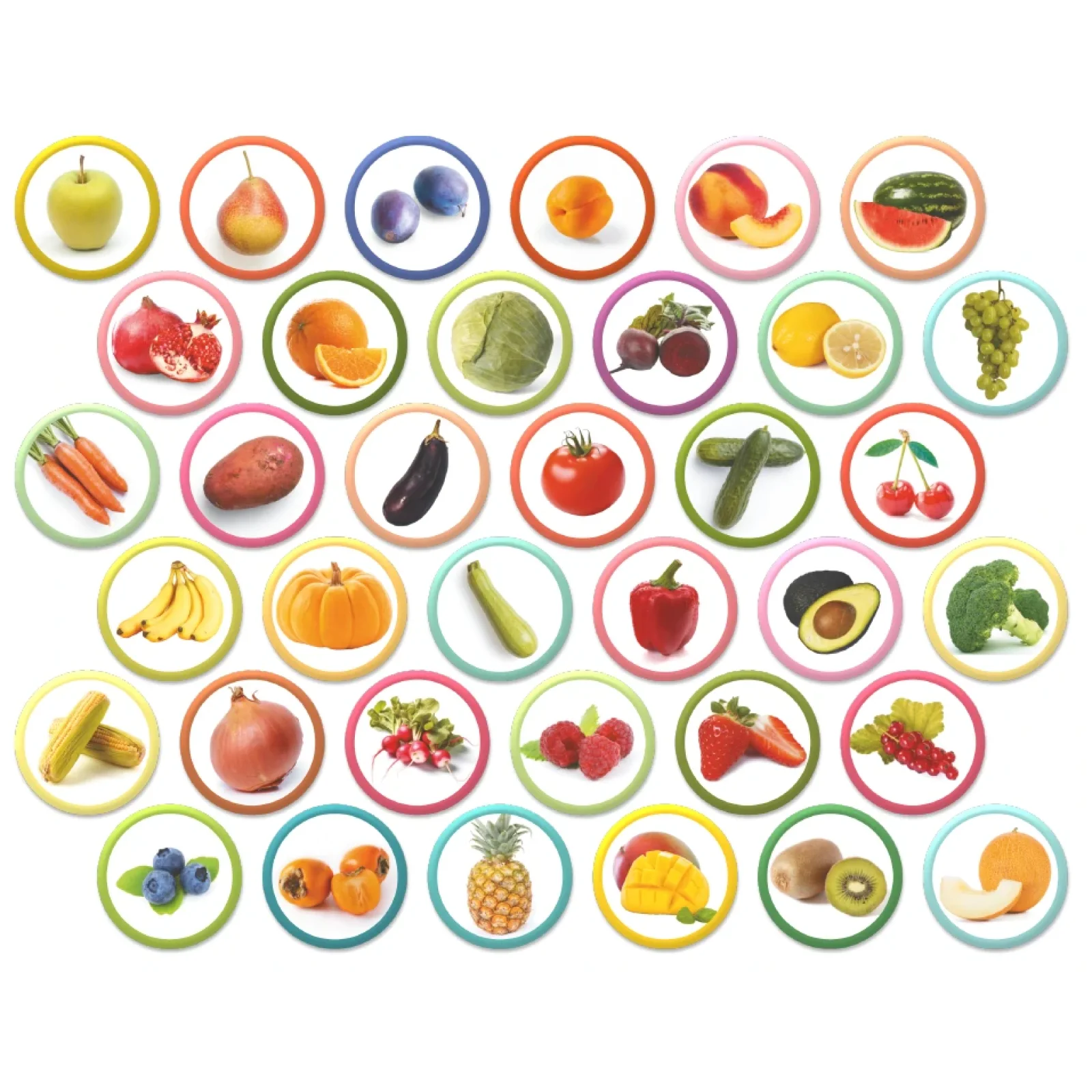 Магнітний набір Dodo Монтесорі Овочі, фрукти і ягоди, 36 елементів (200272) UA