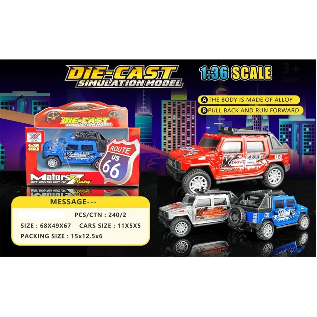 Игрушка DIY Toys Машинка внедорожник металл pull-back 1:36, в ассорт. UA
