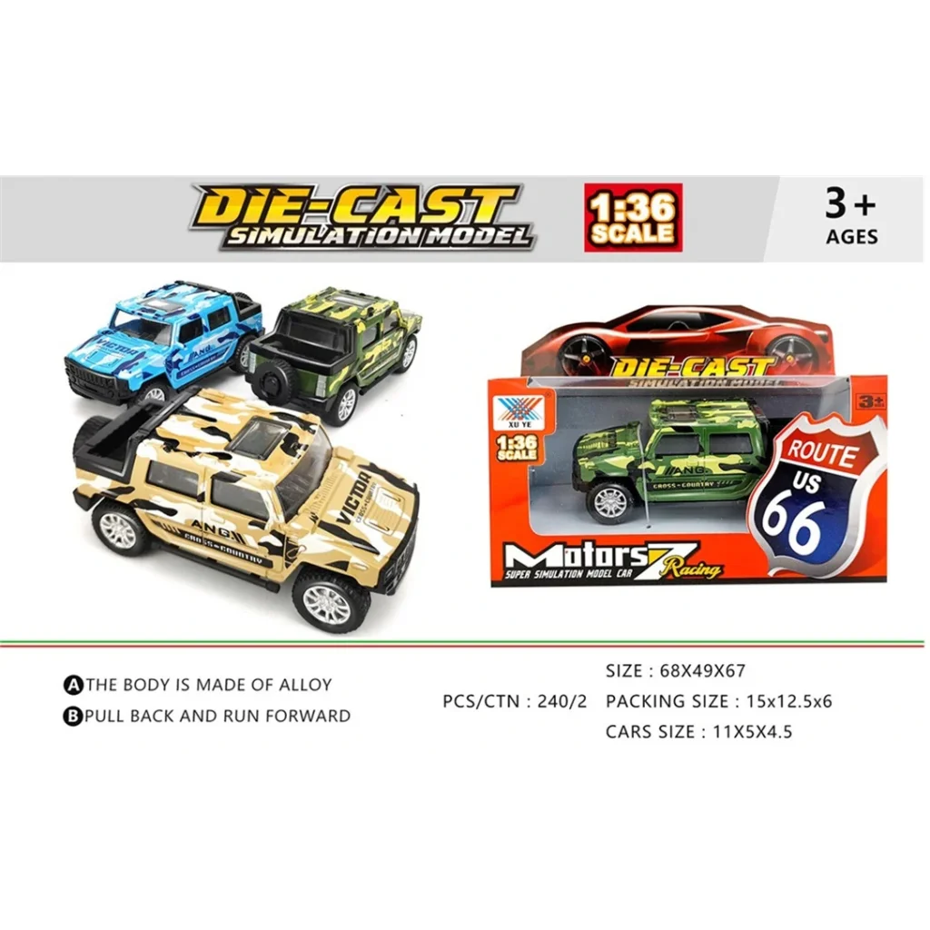 Іграшка DIY Toys Машинка військовий позашляховик метал pull-back 1:36, в асорт UA