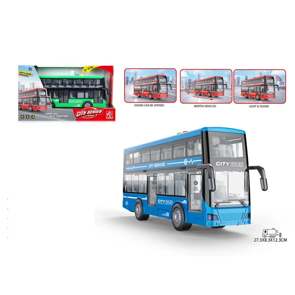 Игрушка DIY Toys Инерционный двухэтажный автобус со звук. и светл. эффектами в ассортименте UA