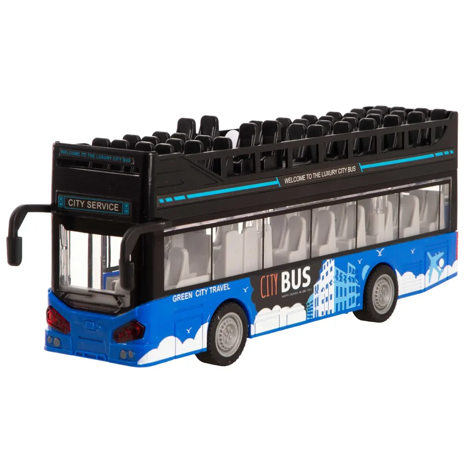 Іграшка DIY Toys Інерційний двоповерховий автобус зі звук. та світл. ефектами, дверцята відкриваються UA