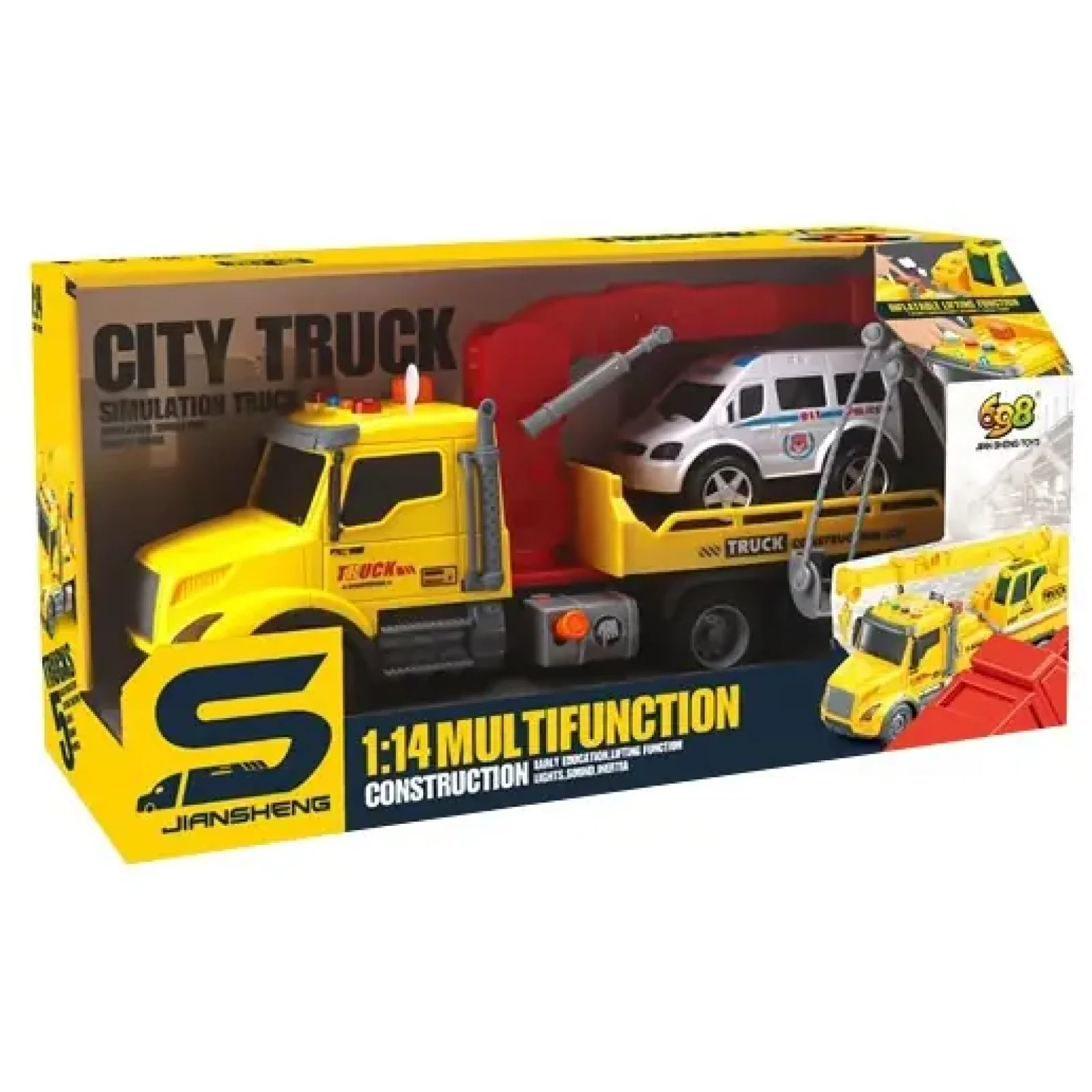 Іграшка CARS S Евакуатор жовтий 1:14 (рухомі частини, інерція, звук, світло, вихлоп) UA