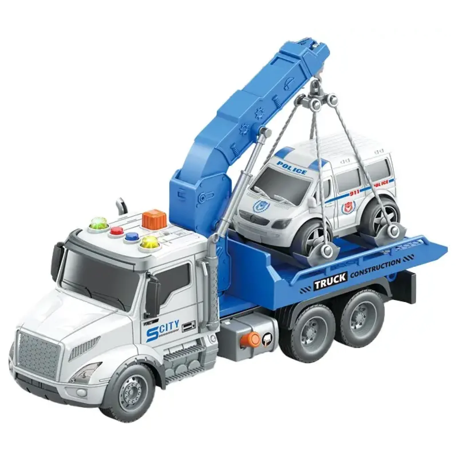 Іграшка CARS S Евакуатор блакитний 1:14 (рухомі частини, інерція, звук, світло, вихлоп) UA