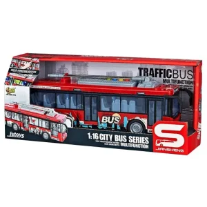 Іграшка CARS S Тролейбус червоний 1:16 (інерція, звук, світло, двері відчиняються) UA