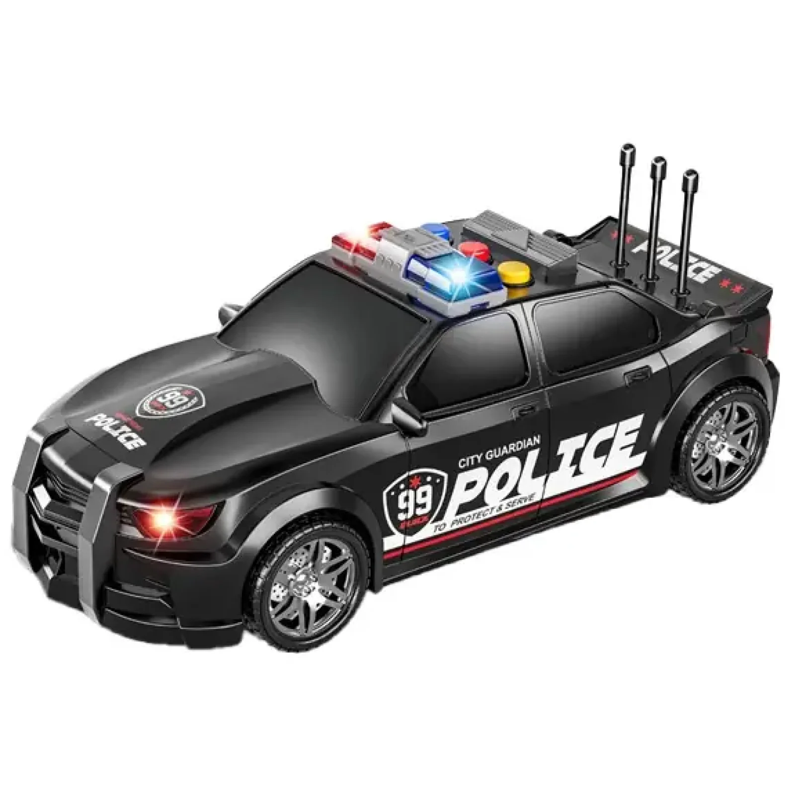 Іграшка CARS S Поліцейська машина чорна 1:16 (інерція, звук, світло, багажник відкривається) UA