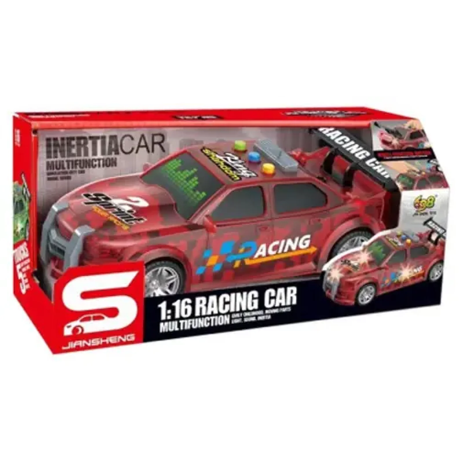 Іграшка CARS S Поліцейська машина червона 1:16 (інерція, звук, корпус світиться, багажник відкривається) UA