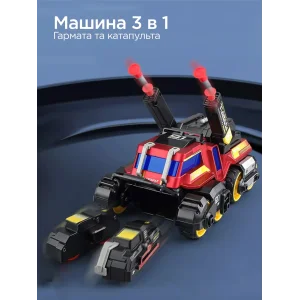 Іграшка CARS S Бойова машина 3в1 Pull-back з катапультою та гарматами, зі світлом та звуком 1:24, в асортименті UA
