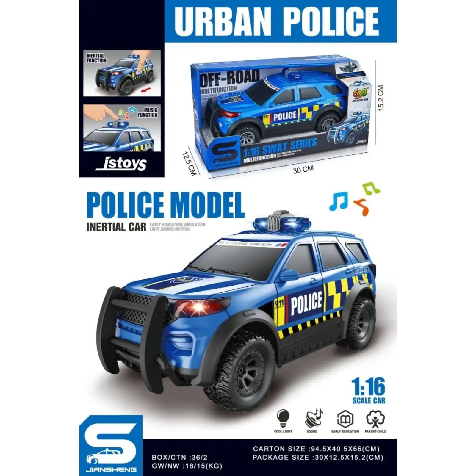 Игрушка CARS S Полицейский джип синий 1:16 (CJ-5125625) UA