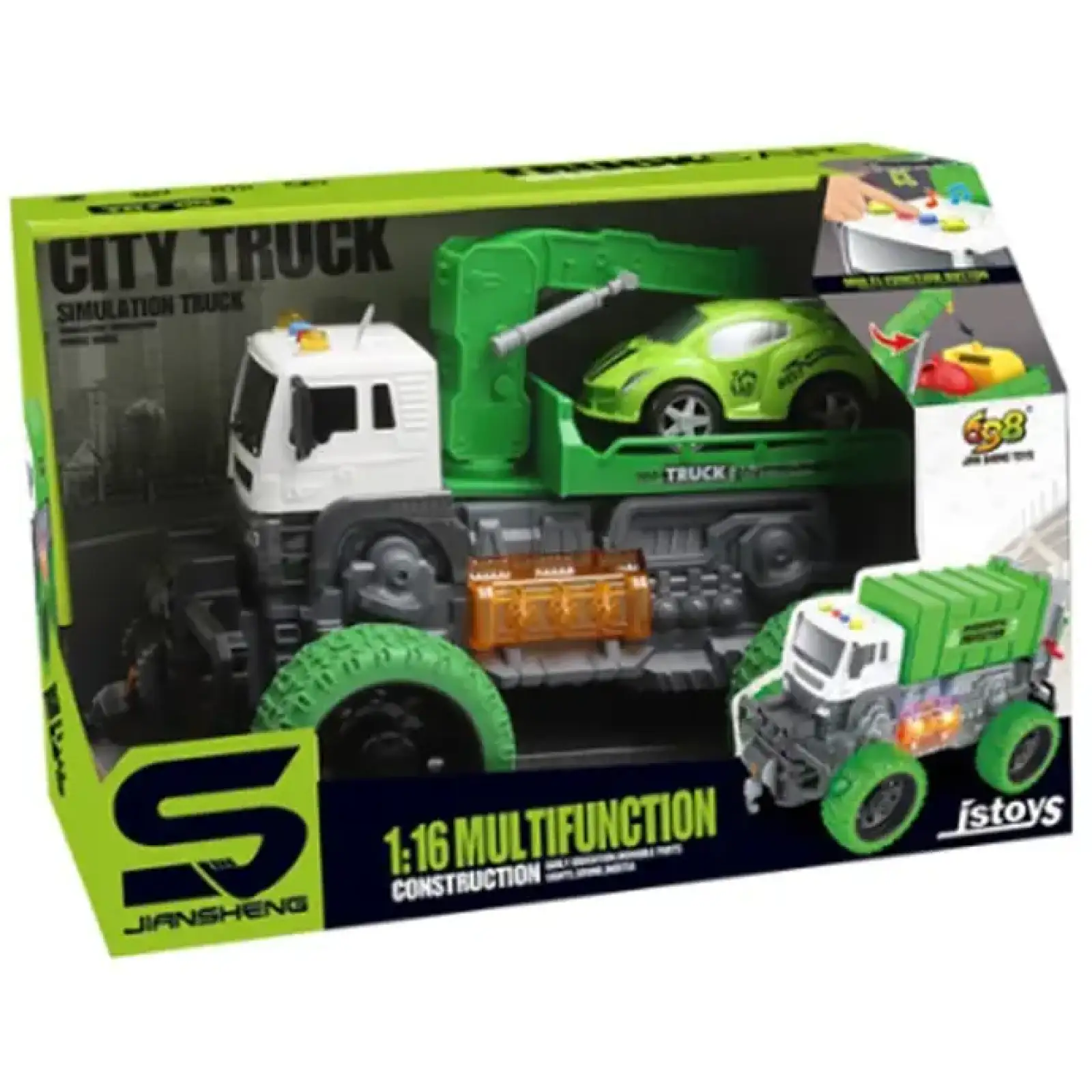 Игрушка CARS S Эвакуатор-внедорожник зеленый с машинкой 1:16 (CJ-3989183) UA