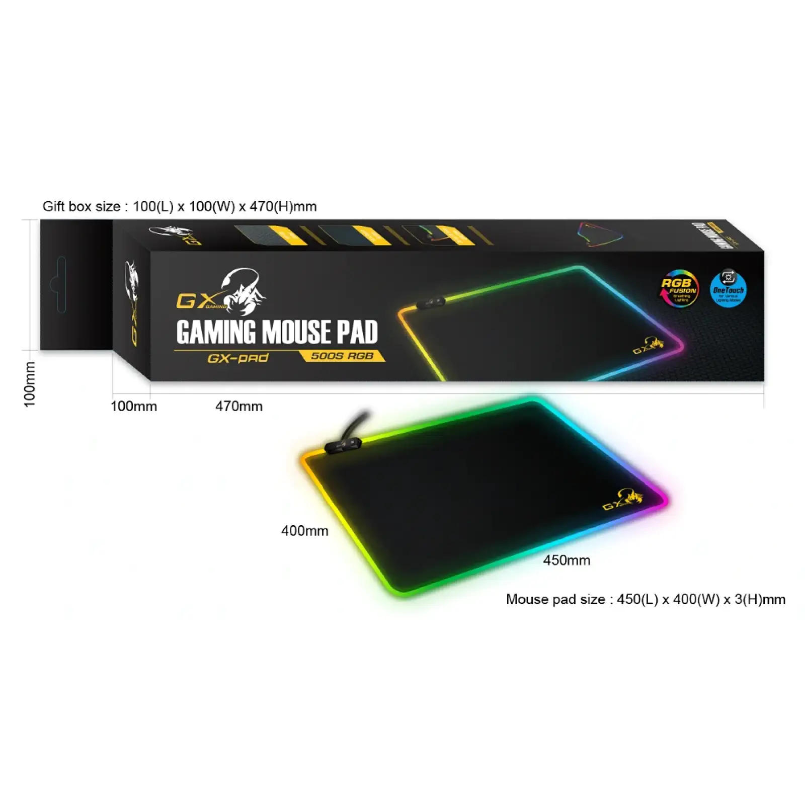 Килимок для мишi Genius GX-Pad 500S RGB, USB, Black UA