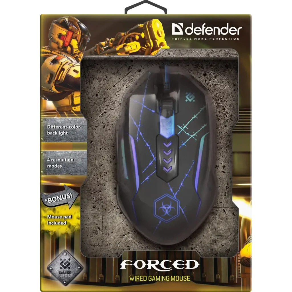 Набор DEFENDER (52020)Forced GM-020L 6 кн., 3200dpi, игр.коврик UA