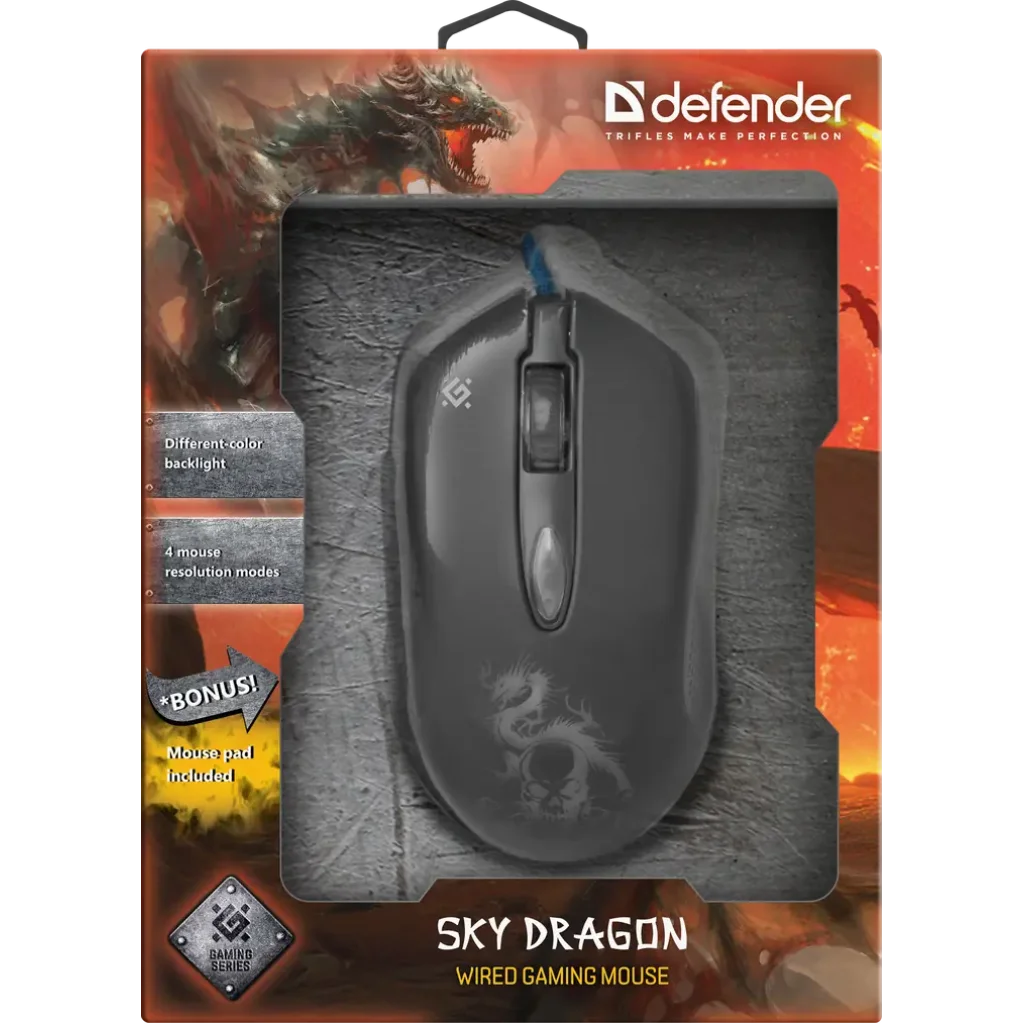 Набір DEFENDER (52090) Sky Dragon GM-090L 6 кн., 3200dpi, ігр.килимок UA