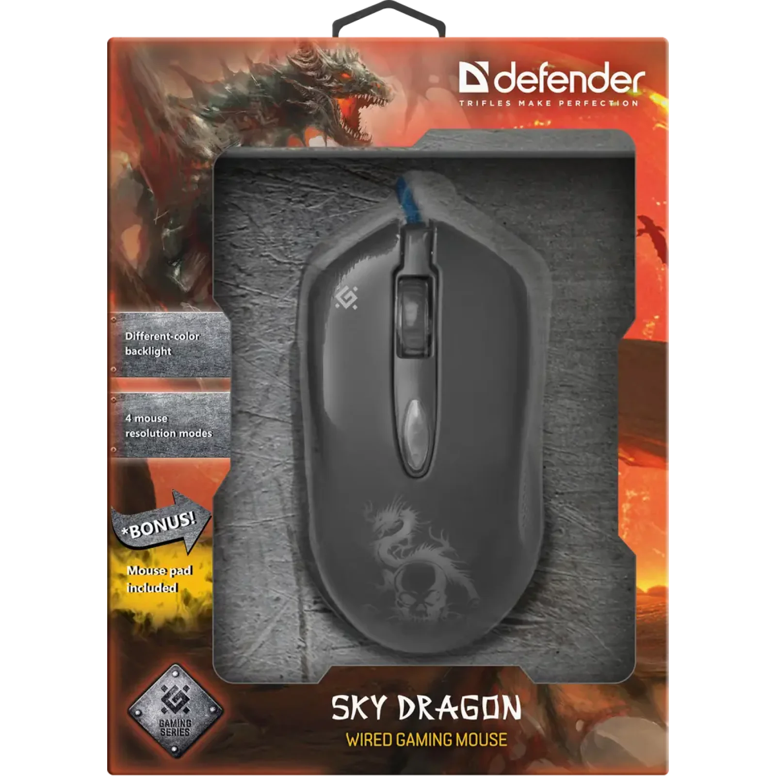 Набор DEFENDER (52090)Sky Dragon GM-090L 6 кн., 3200dpi, игр.коврик UA