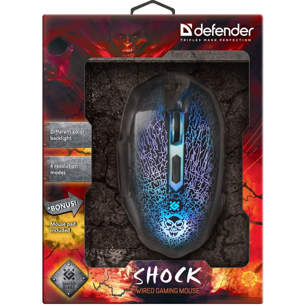 Набір DEFENDER (52110) Shock GM-110L 6 кн., 3200dpi, ігр.килимок UA