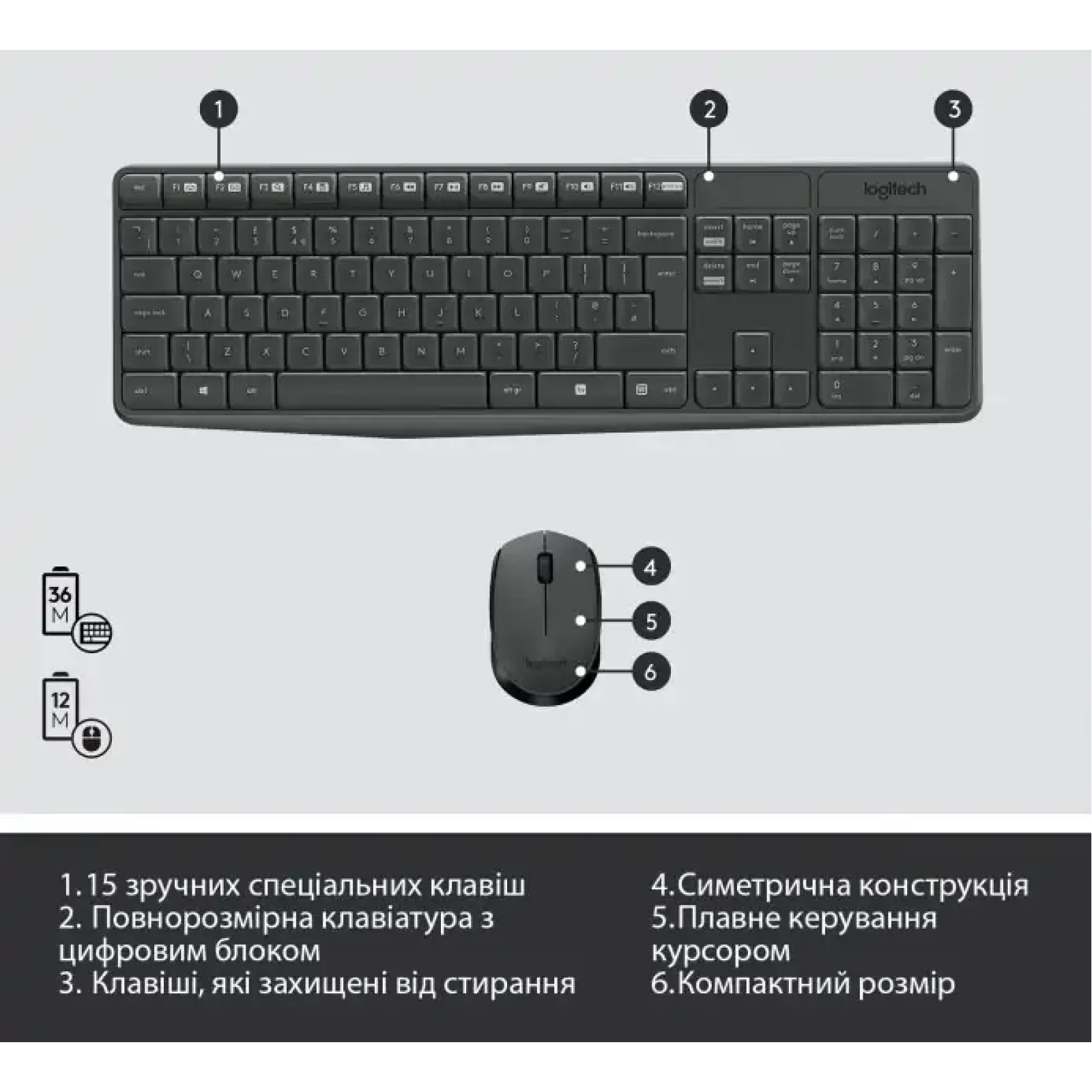 Набор LOGITECH MK235 Wireless Combo, US (920-007931) UA
