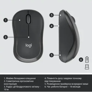 Комплект LOGITECH MK295 Silent Wireless Combo, US, Graphite (920-009800) UA