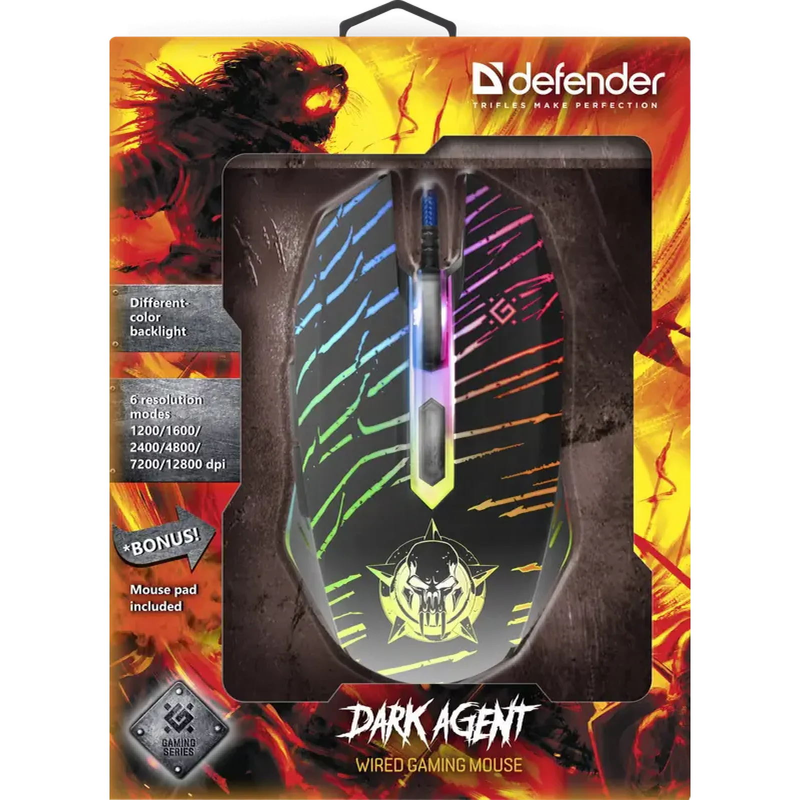 Набор DEFENDER (52590) Dark Agent GM-590L 6 кнопок, 12800dpi UA