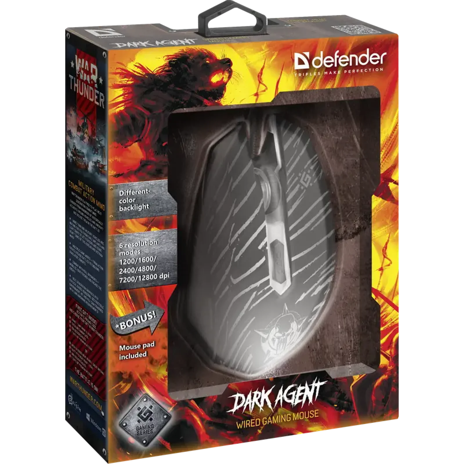Набор DEFENDER (52590) Dark Agent GM-590L 6 кнопок, 12800dpi UA