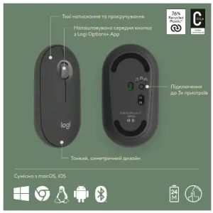 Набор LOGITECH Pebble 2 Combo for Mac - TONAL GRAPHITE - US INT'L - BT - MAC (920-012244) UA