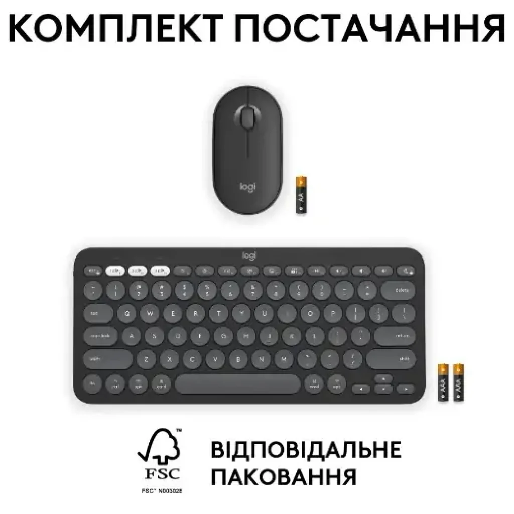 Набор LOGITECH Pebble 2 Combo for Mac - TONAL GRAPHITE - US INT'L - BT - MAC (920-012244) UA